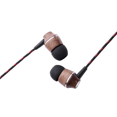 Patent wooden hands free earphone wired earphone for mobile and computer